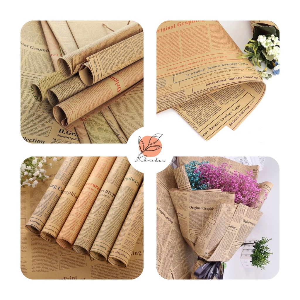 Newspaper WRAPPING PAPER Brown PAPER Flower PAPER PAPER Gift PAPER