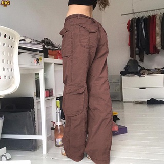 Women's High Waisted Drawstring Side Zip Pocket Casual Cargo