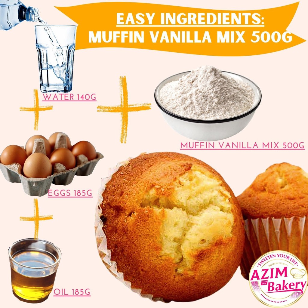 Muffin Vanilla Premix 500g Muffin Flour Vanilla Cake Flour Chocolate Muffin Mix (Halal