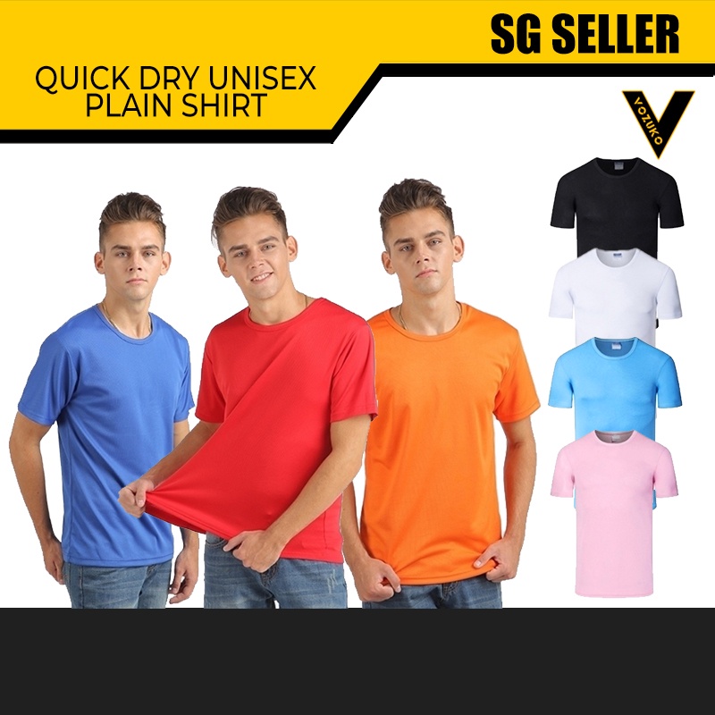 Dry Fit T shirt Plain Unisex Quick Dry T-SHIRT For Sports / Casual Wear ...