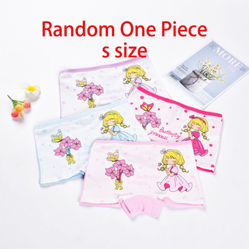 SMY Random 1Pcs New design S Size Kids Girl Panties Elasticity Breathable  Girl's Boxer Cartoon Solid Cotton Underwear