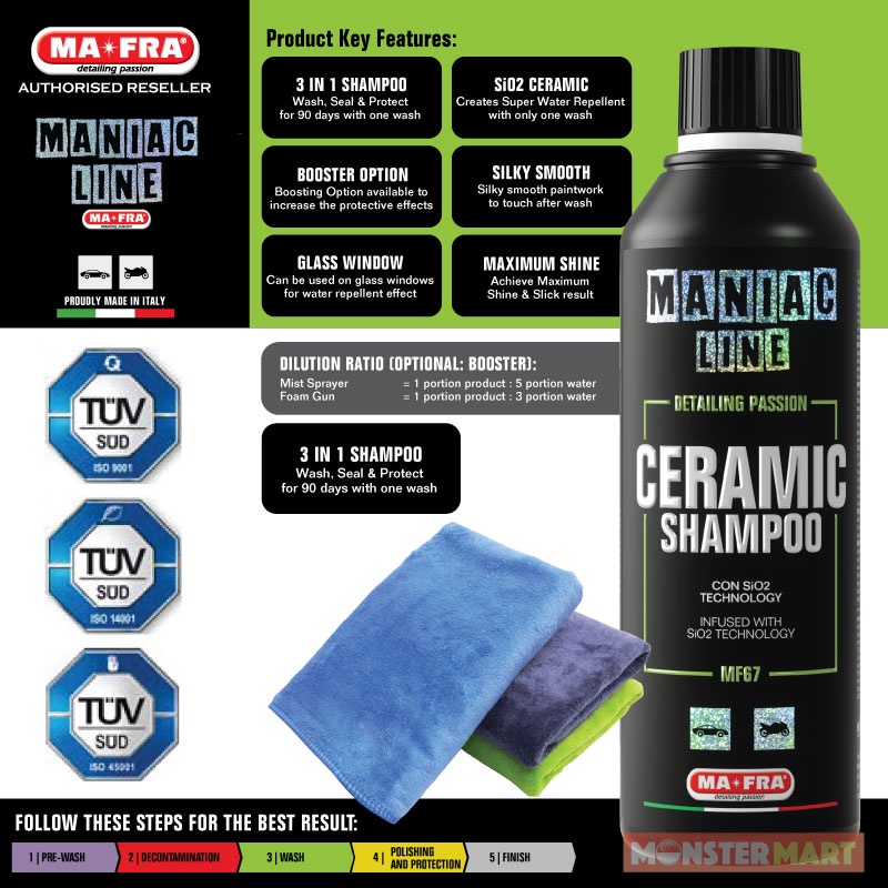 Mafra Maniac Line Ceramic Shampoo 500ml (For Super Hydrophobic SiO2 car wash)