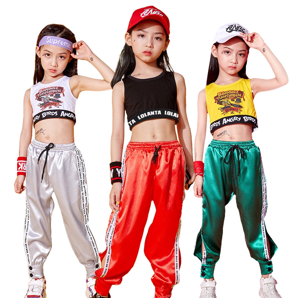 Summer Jazz Dance Clothes For Girls Cropped Black Mesh Tops Pants