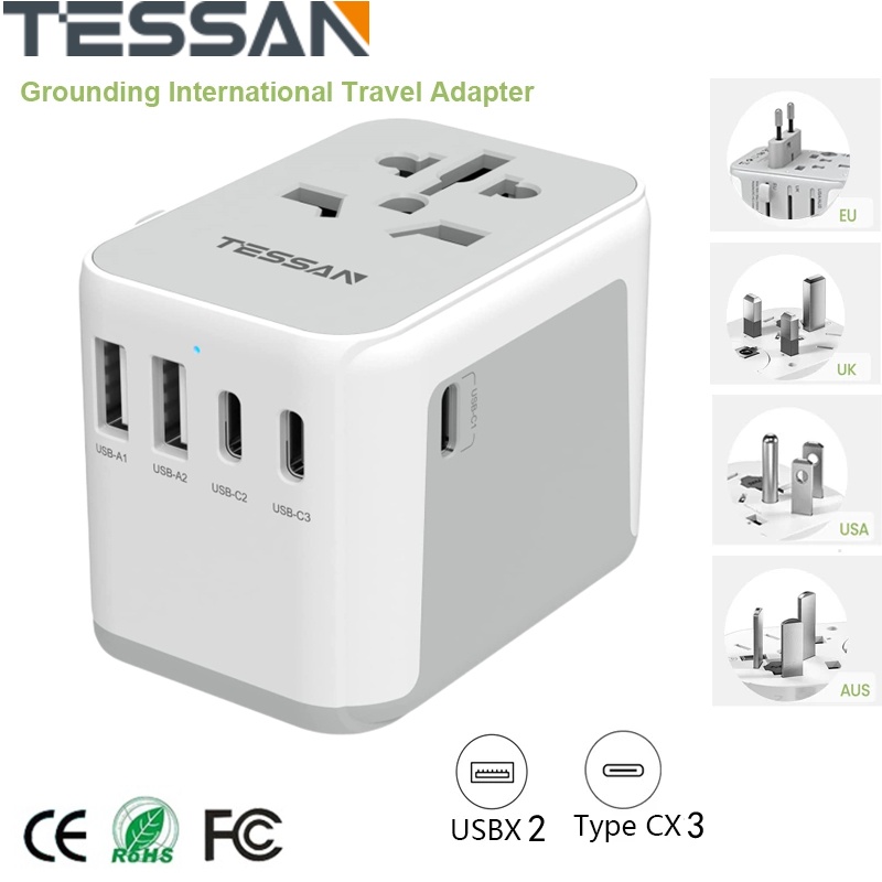 TESSAN Universal Charger Universal Travel Adaptor Type C Adapter with 5 ...