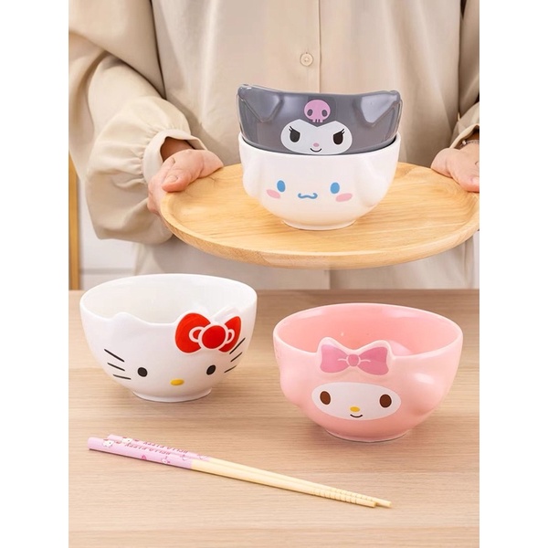 Sanrio Hello Kitty My Melody Cinnamoroll Kuromi Ceramic Rice Bowl ...