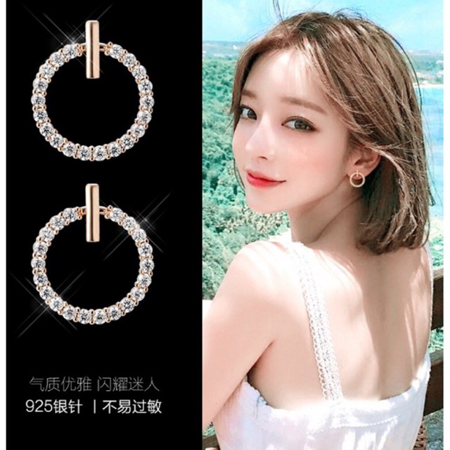 Simple Crystal Round Circle Stud Earring New Jewelry
