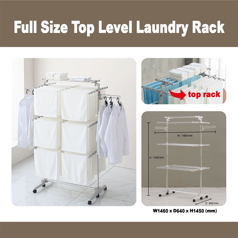 Black&GreyPremium Top Rack Heightadjustable rack Movable Foldable
