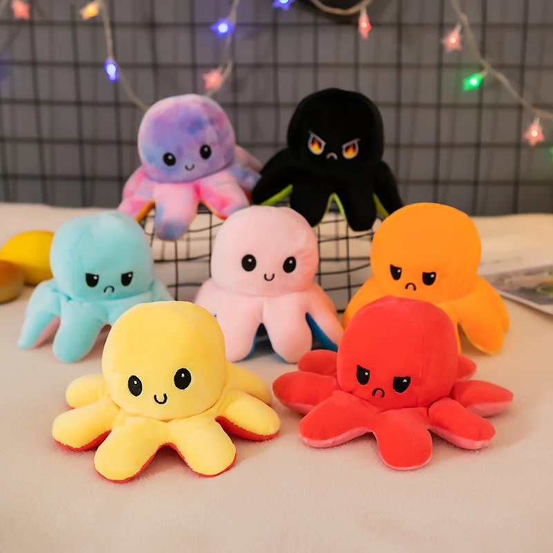 Plush Girl Shifter Reversib Knuffels Toy Mascot Pulpo Decorative Octopus Push-Pop estallar estallar Decorative New Year Mood T Hot Sale New Year Mood