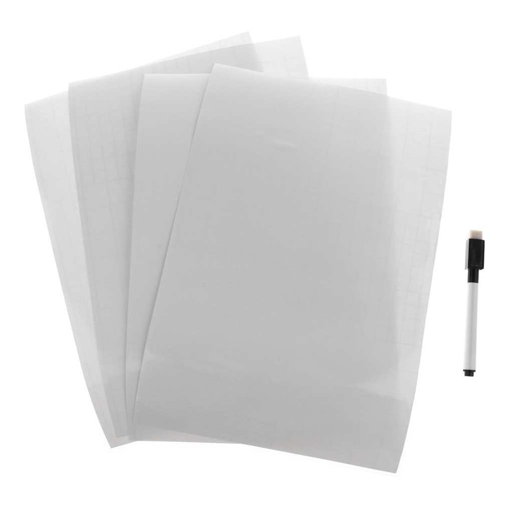 4Pcs Dry Erase Whiteboard Wall Stickers Paper 20x30cm, with 1Pcs Marker