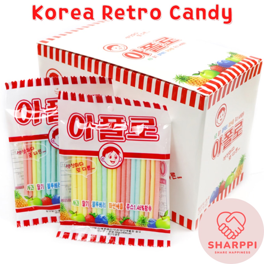 Korean Snacks Apollo Korea Childhood Retro Candy 36g Apple/Strawberry