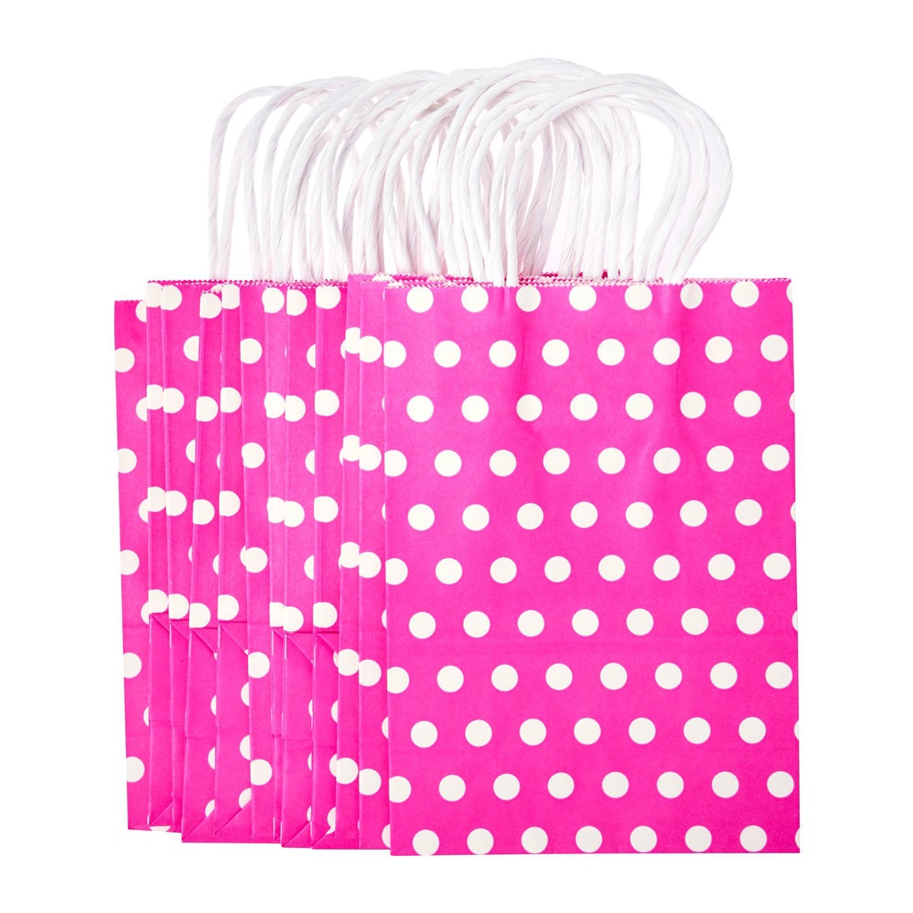 15X20X8Cm Polka Dots Kraft Paper Bag (Pink) (12Pcs) - CGSXD | Shopee ...