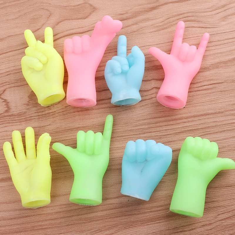 Simulation little hands funny mini hands foot finger sleeve silicone hand  puppet novel prank finger toys tease cat props