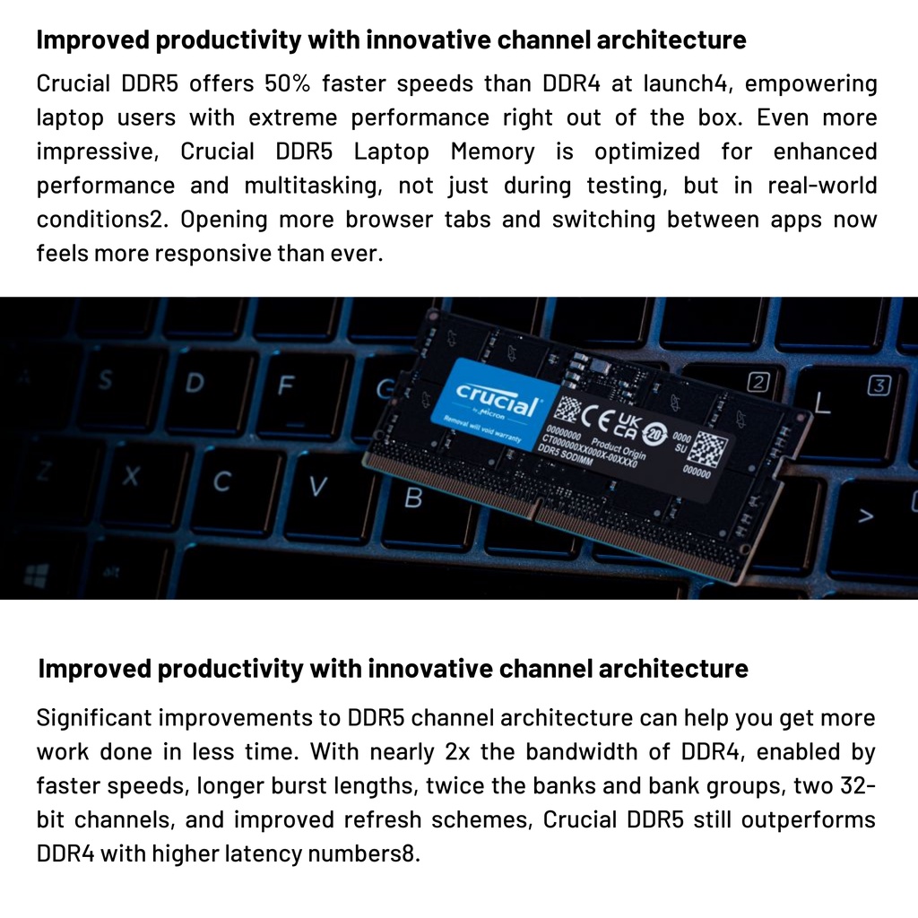 Crucial 16GB DDR5-4800 SODIMM - CT16G48C40S5 | Shopee Singapore