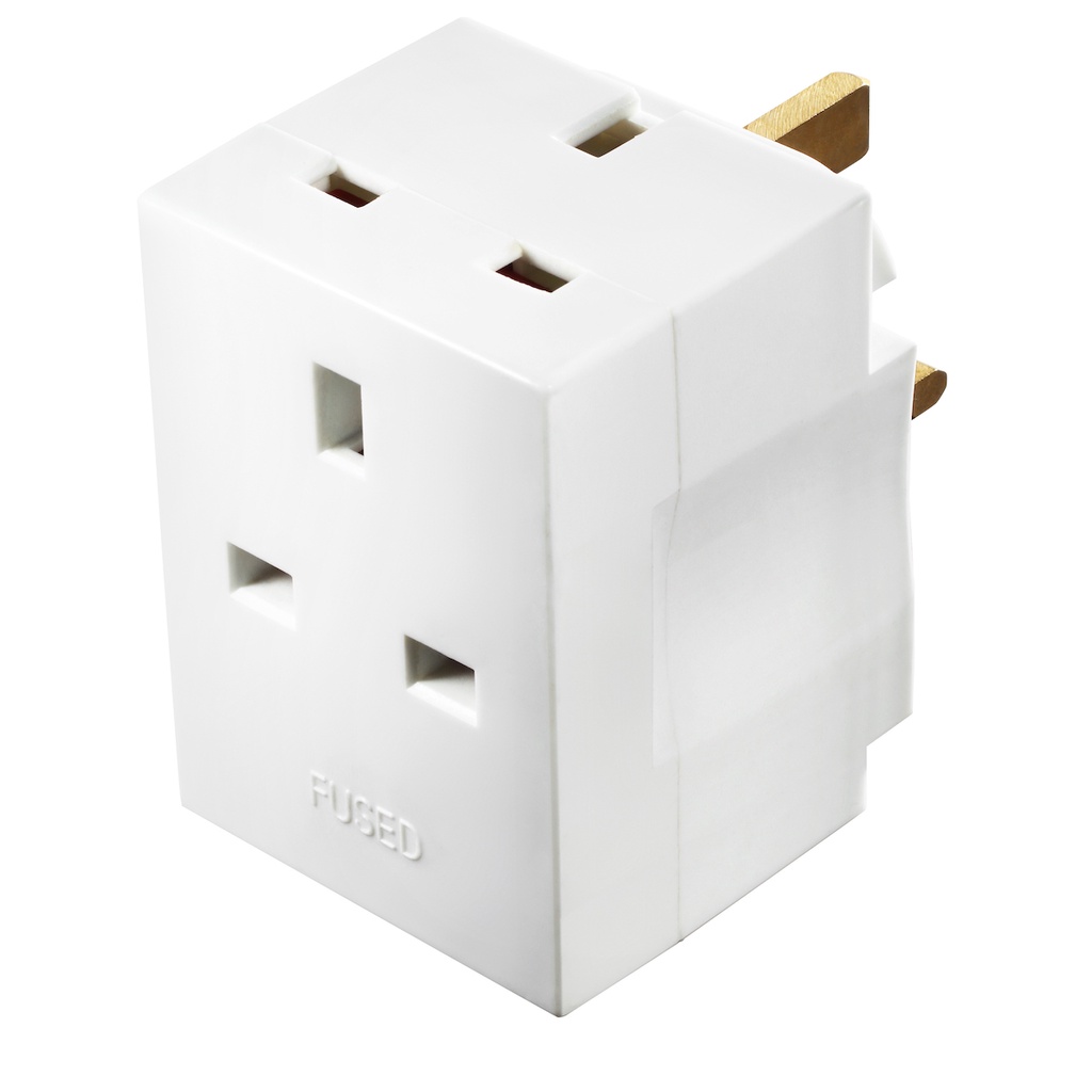 Skin-Mate Masterplug White 3 Way Fused Adapter | Shopee Singapore
