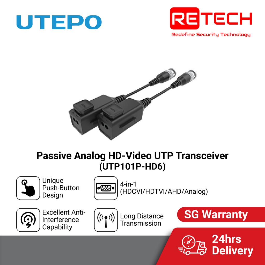 [Retech] UTEPO Video Balun UTP101P-HD6 Passive Analog HD-Video UTP ...