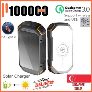 Power Bank 100,000mAh solar charger Wireless Charging Outdoor Standby Power  Supply