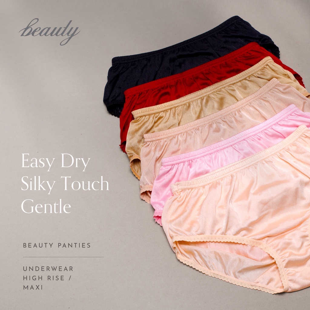 Beauty Lingerie - N02414 Nylon/ Underwear/ High Rise/ Maxi/ Panty/ Soft/  Silky
