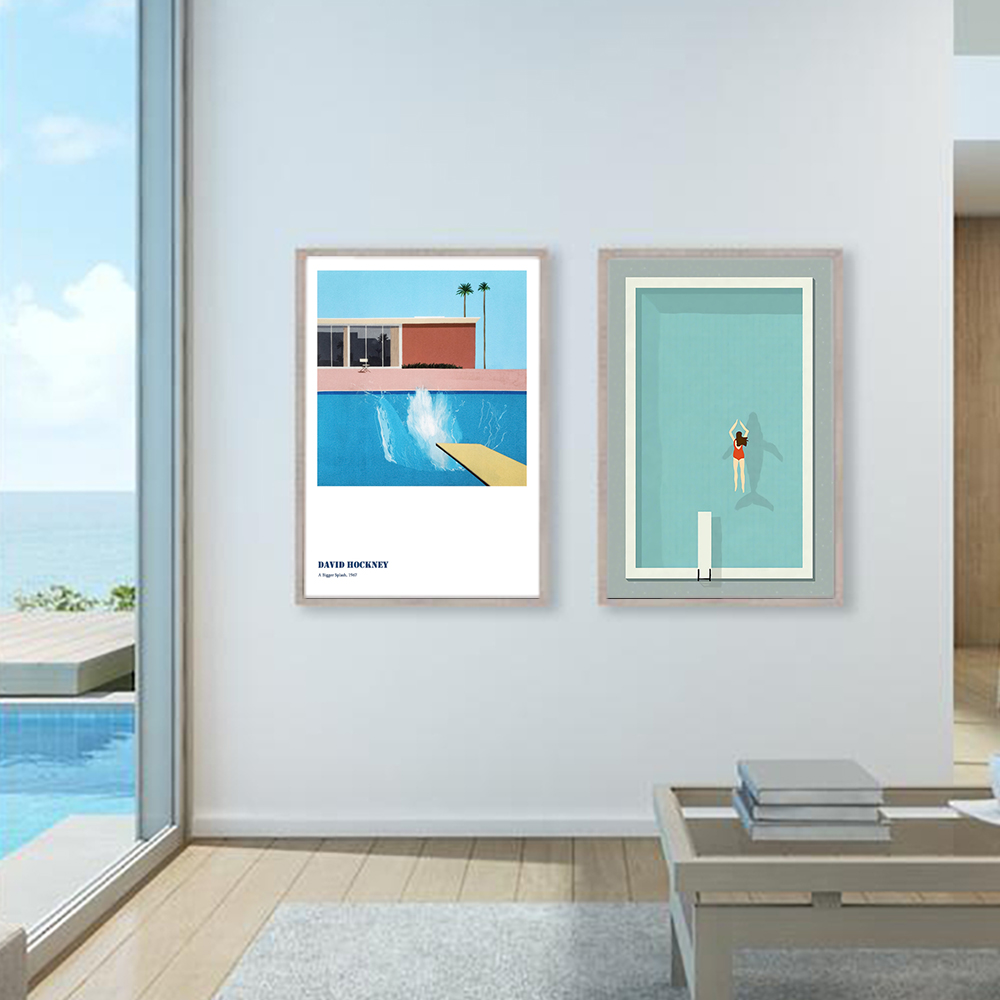 David Hockney Minimalist Swimming Pool Art Prints Vintage Canvas ...
