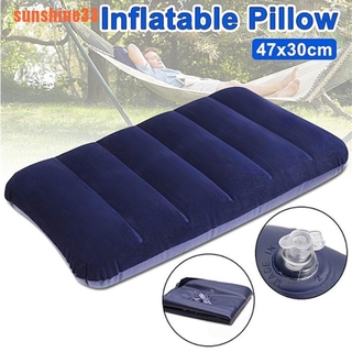 Air Inflatable Pillow Outdoor Travel Portable Folding Double Sides Flocking  Cushion for Travel Plane Hotel Home