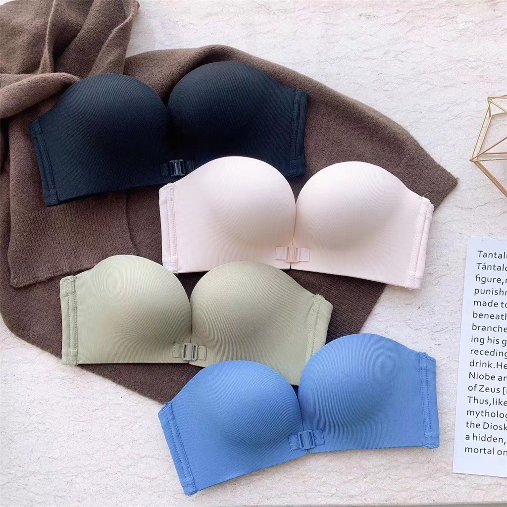 Fashion Front Closure Removable Women Strapless Bra Seamless Comfort Youth  Girl Underwear Sexy Invisible Wireless Lingerie Ladies Bras