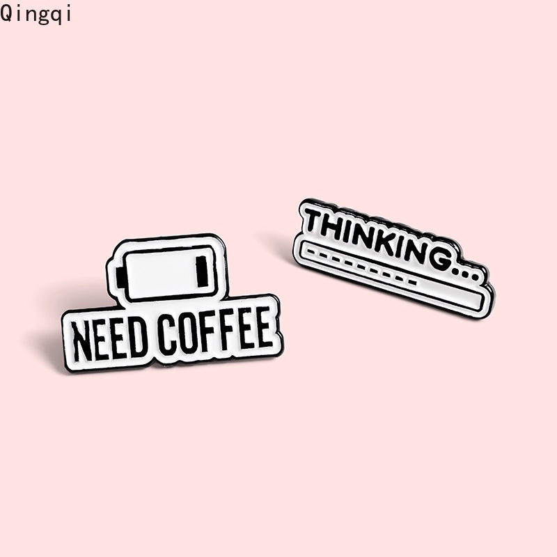 Coffee Power Thinking Progress Bar Enamel Pins Needing Coffee To Stay ...