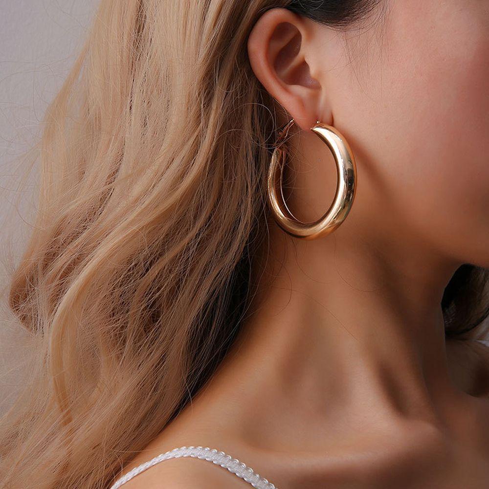 Luxurious Mesh Hoop Earrings Sparkling Golden Alloy 18K Gold Plated Hoop Earrings, Fashion Women Earring Jewelry, Jewels Gifts, 1.99, Alloy