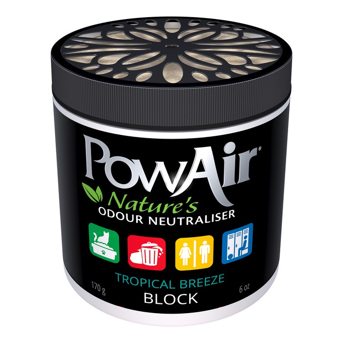 PowAir Nature's Deodorant Block Tropical Breeze 170g (Remove all sort ...
