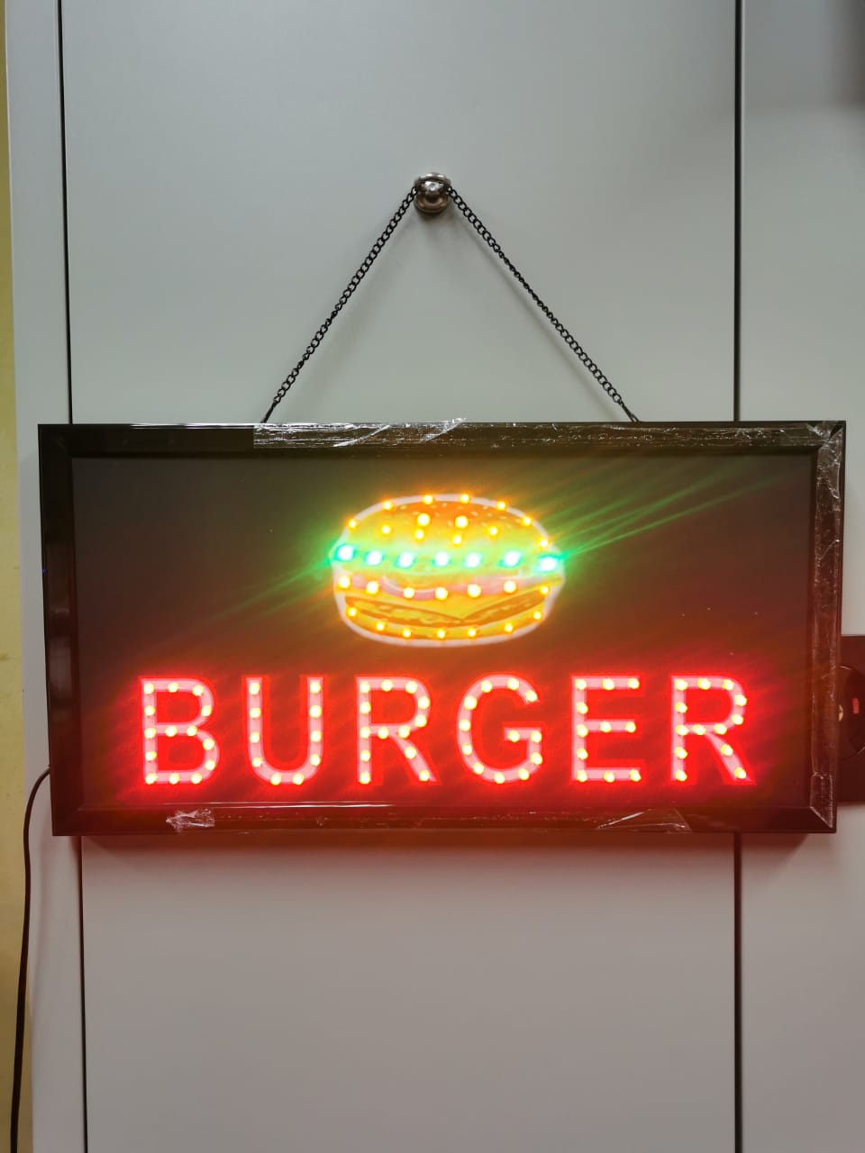 [Tegas] LED Signboard Display Light 2pin Plug with Hang Chain GRAB/FOOD ...