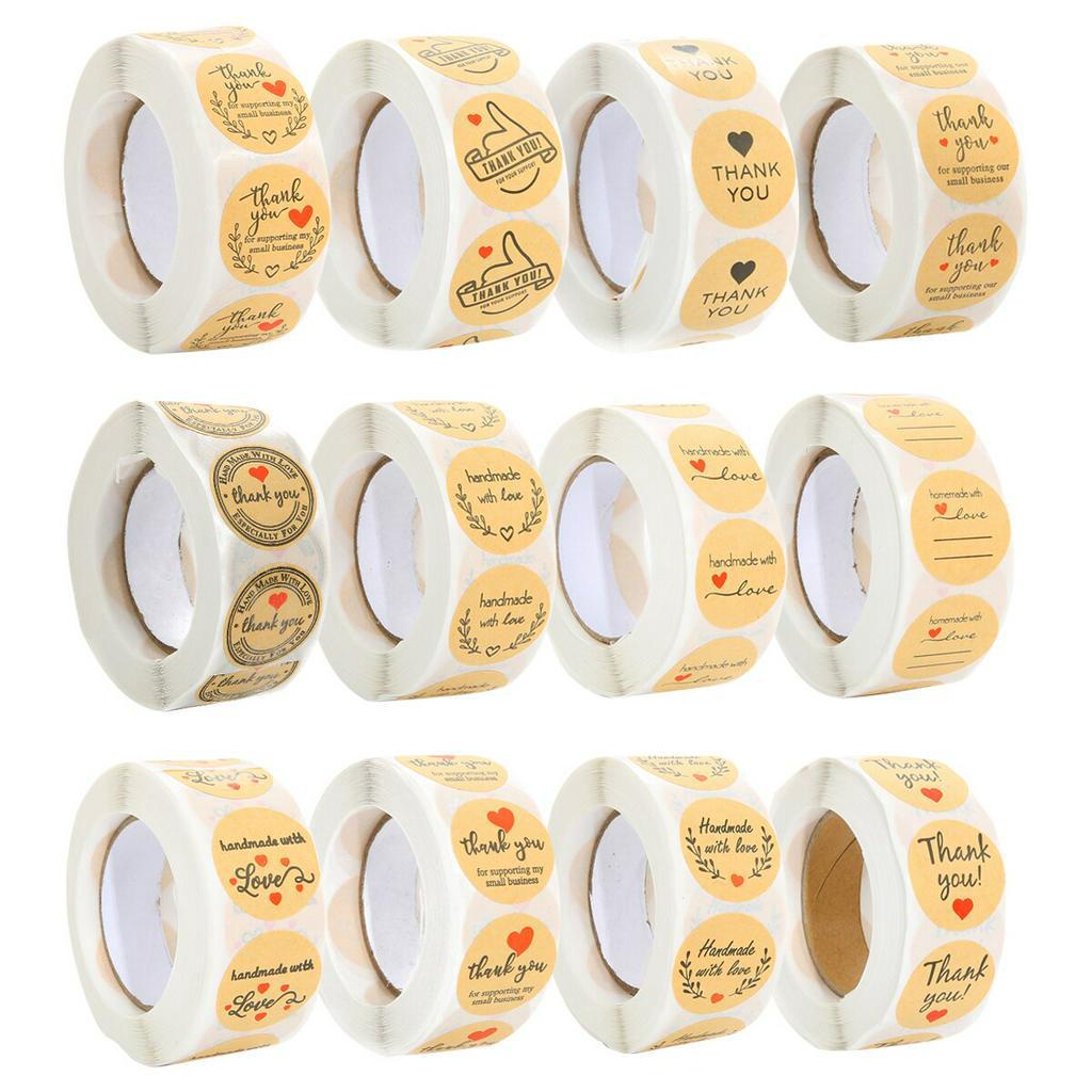 500pcs Kraft Paper Gift Sealing Stickers Thank you Design Diary ...