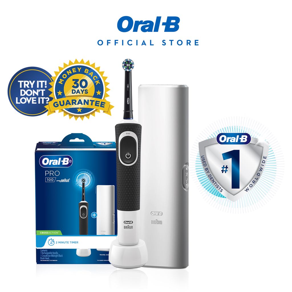 Oral-B PRO 100 Crossaction Electric Toothbrush W Travel Case | Shopee ...