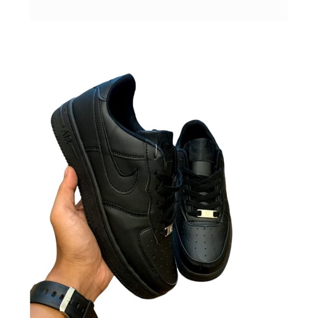 All black patent hot sale leather air force ones