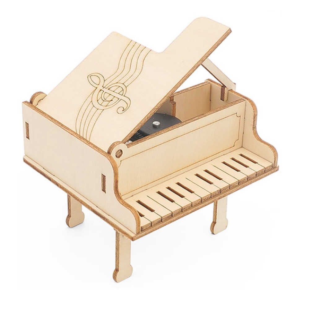 DIY Piano Music Box Model Kits Toys for Children Wooden Hand Shake ...
