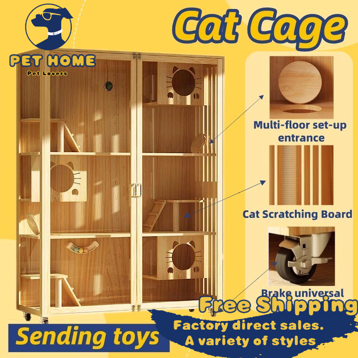 Cat cage cat home cat villa solid wood super large family breeding cat house into a cat house
