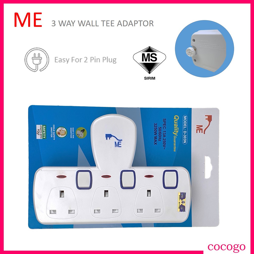 ME 3 Gang T-Way Adaport Adaptor(D-303N) | Shopee Singapore