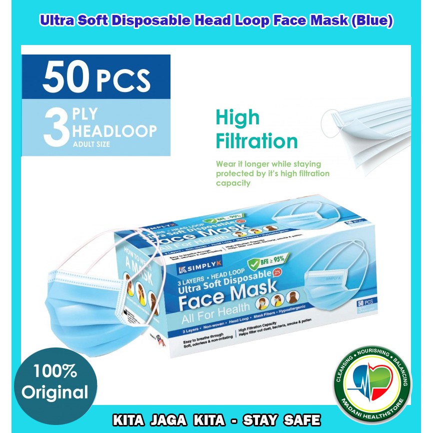 Ultra Soft Face Mask Head loop 50 pcs (Blue) | Shopee Singapore