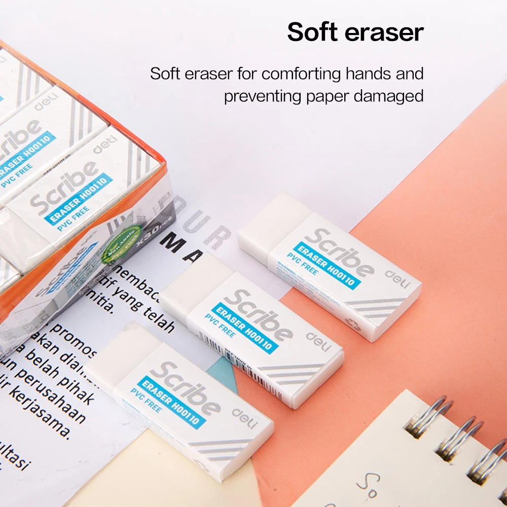 Deli Eraser / Penghapus Pensil Putih Bebas PVC Bebas Debu Tidak Beracun 1 pcs EH00110 - Gambar 4