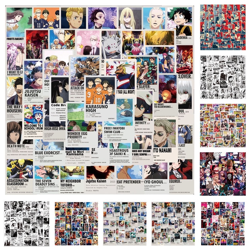 50PCS Mix Anime Sticker Demon Slayer Haikyuu Stickers Poster Graffiti  Decals Laptop Phone Luggage Car Decor For Kids