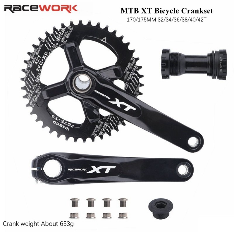 RACEWORK XT Bicycle Crankset Mountain Bike Crankset MTB Crankset Hollow Bike Cranckset With