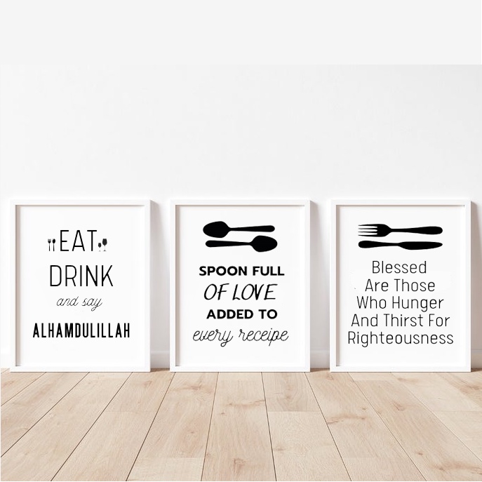 Contemporary Islamic Kitchen Wall Decoration Quotes Eat And Drink Say ...