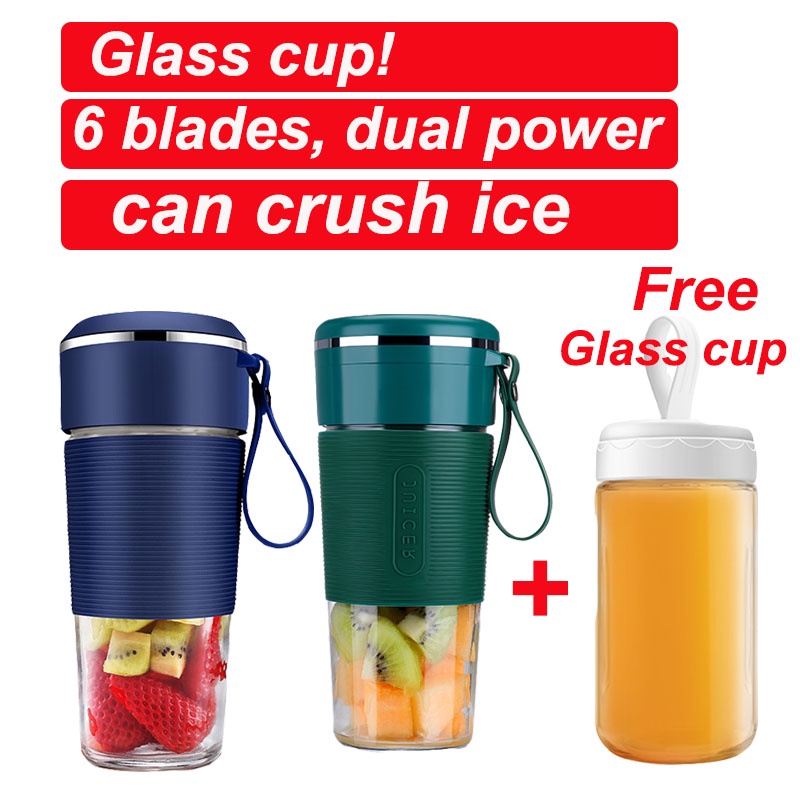 Portable Juicer 6 Blade Blender with glass cup can crash ice Electric