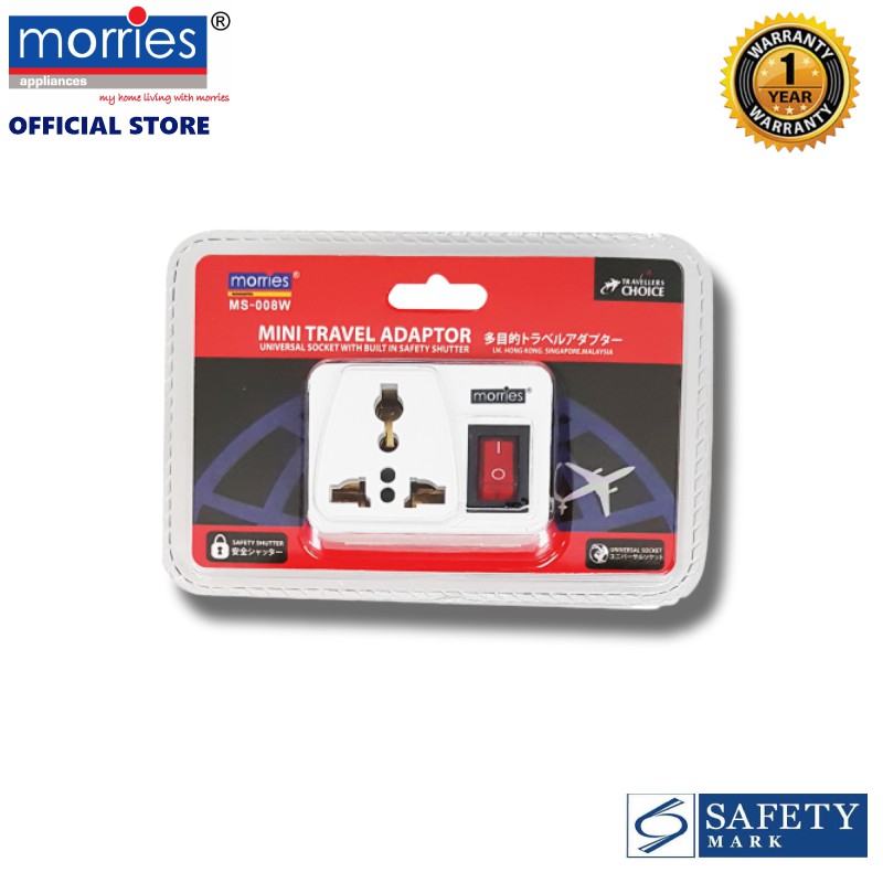 Morries mini universal travel Adaptor / adapter socket plug with switch ...