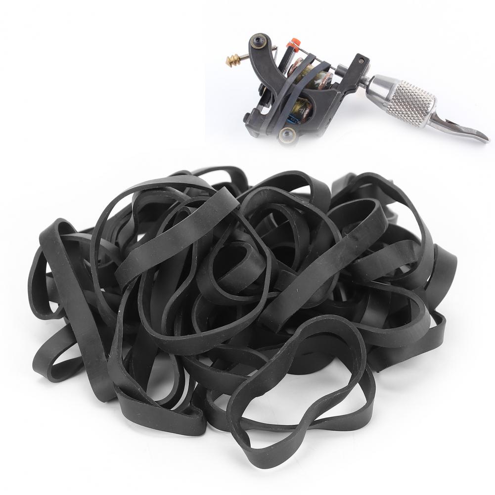 Bakelili 50 Pcs Tattoo Rubber Bands Black Soft Elastic Machine Part for