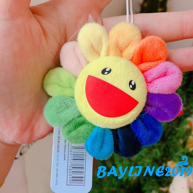 Takashi Murakami ComplexCon Flower (Rainbow) 3.5 Pin Plush Hang Keychain  BTS