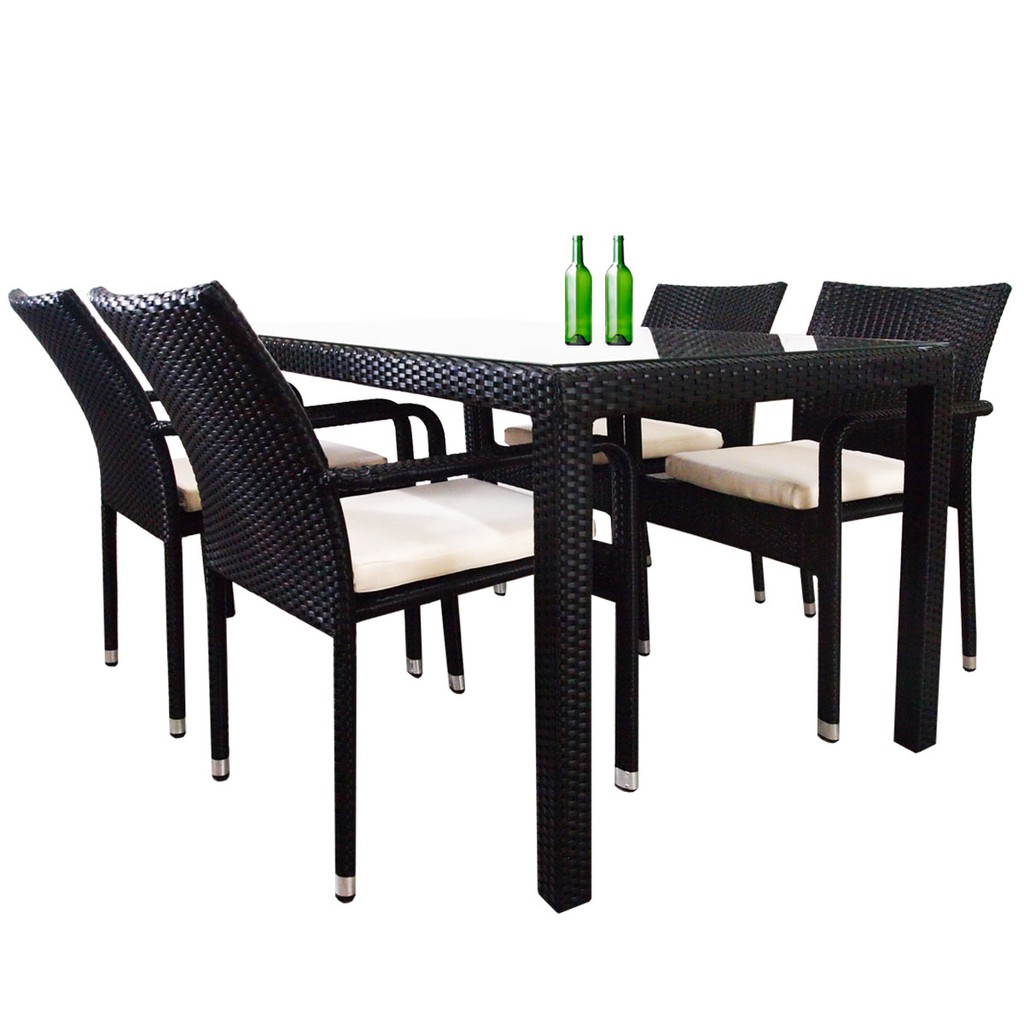 Boulevard 4 Chair Dining, White Cushion ★ Arena Living ★ Balcony
