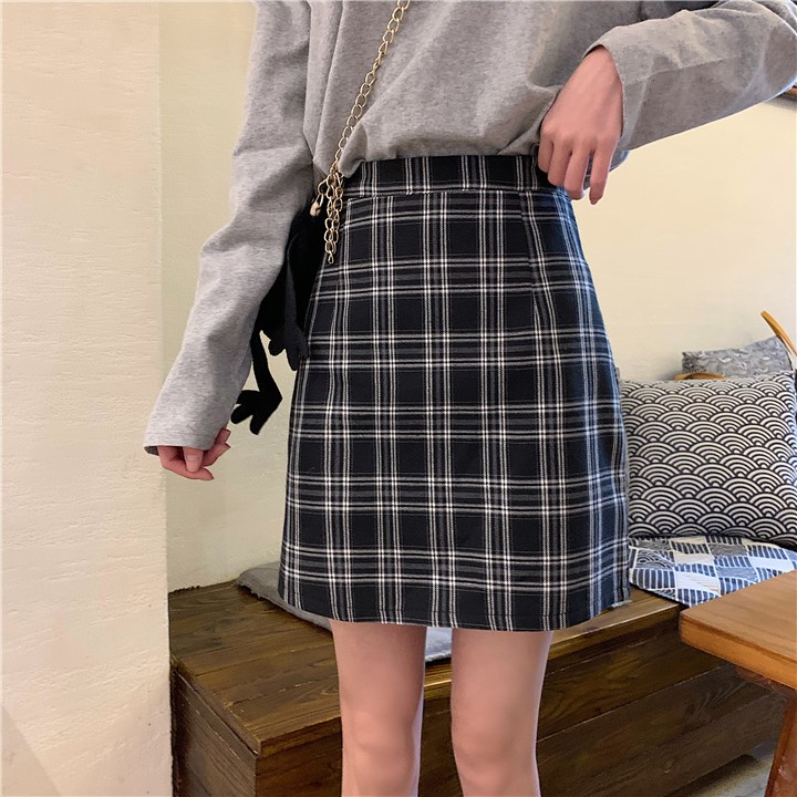 Checkered shop skirt singapore