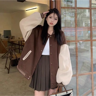 Puzzle A CHOCK BROWNIE VARSITY BASEBALL OVERSIZE/BOMBER BASEBALL Jacket  Korean STYLE