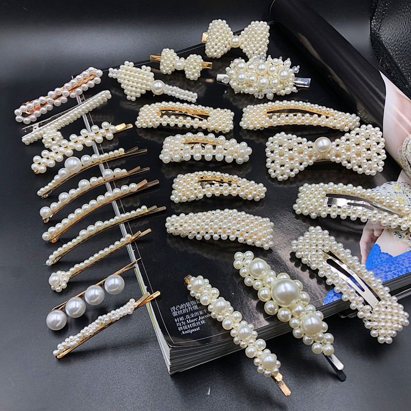 Elegant Fashio Pearl Hair Clip Retro Bow Hairpin High-end Hair ...