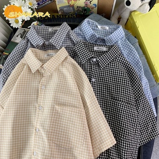 KOOYET blusas mujer de moda Female Blouse Shirt Short Sleeve Plaid Women's  Shirts V Neck Casual Blusa Feminina Lady Clothing 