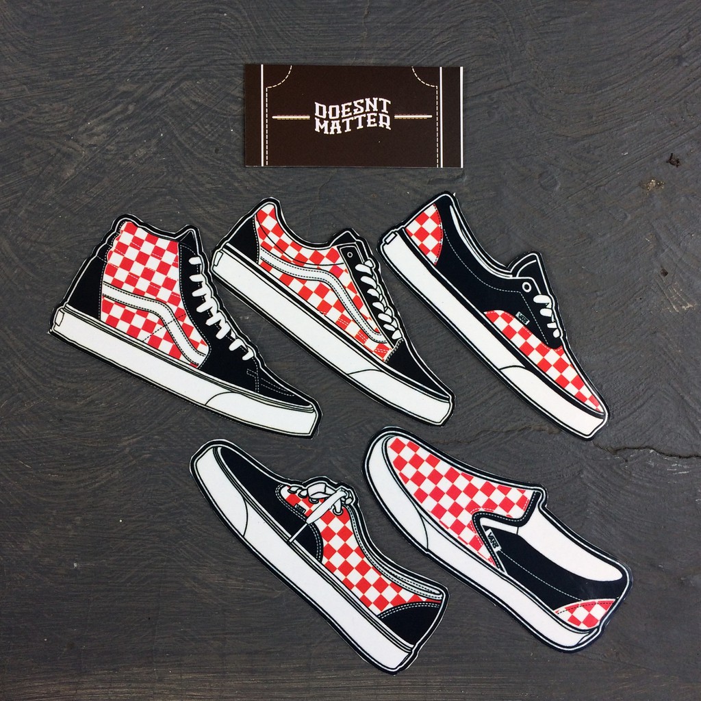 Vans Classic Checkerboard Red Black White Stickerpack - vans stickers ...