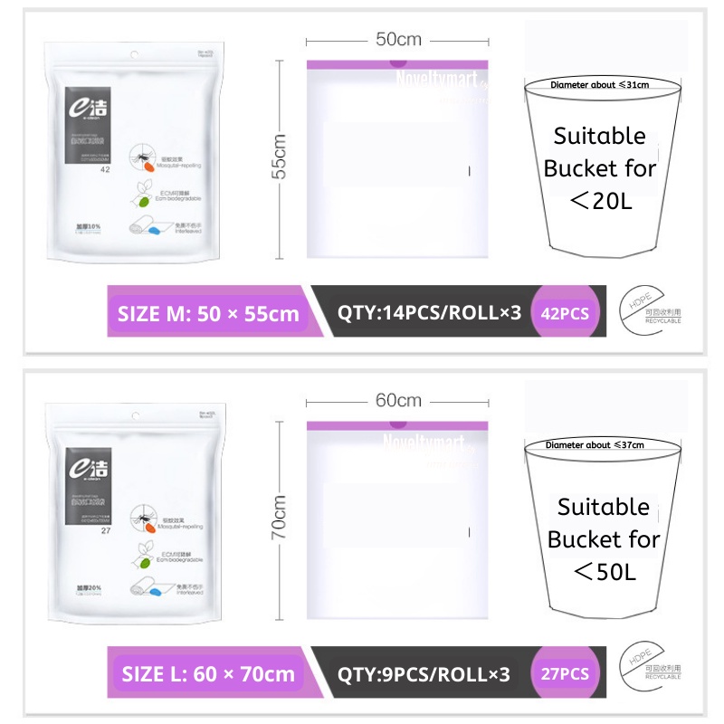 Biodegradable Insect Repellent Drawstring Trash Garbage Bag | Shopee ...